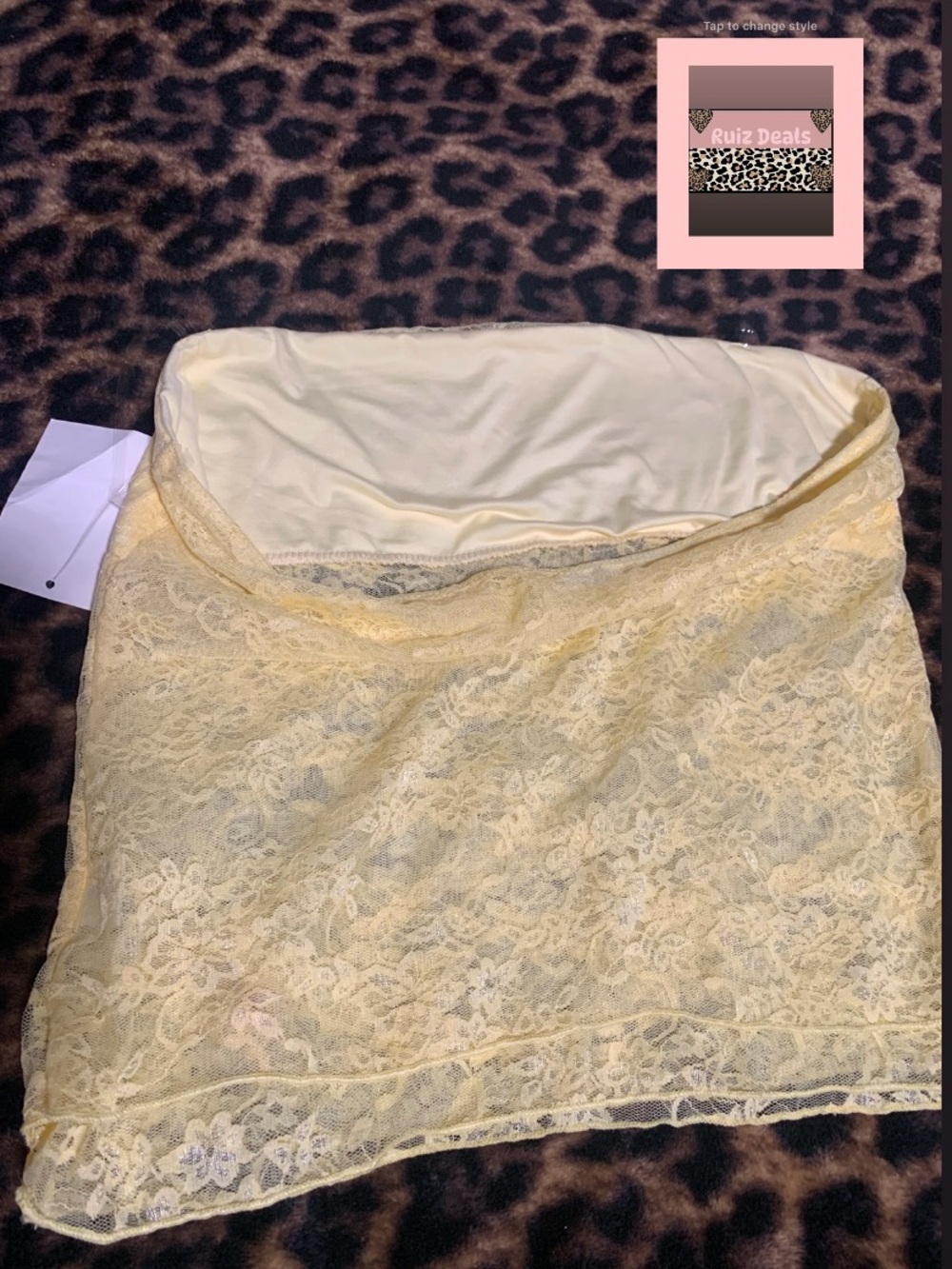 Lace Strapless Bandeau Top in Pale Yellow - Picture 3 of 4